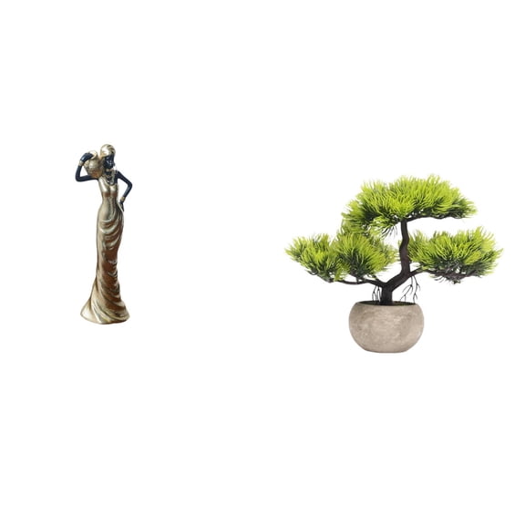 African Figurine Art Crafts Desk Collectible Artificial Bonsai Tree Resin Material for Bedroom Vanity House Decoration