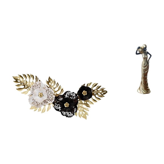 African Figurine Art Hanging Metal Wall Decor Vintage Flower Leaf Iron Pendant for Desk Entry Hallway Shelf Home Display