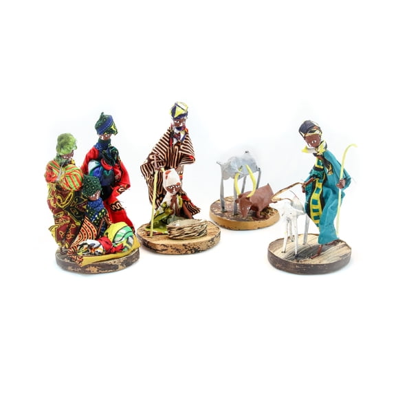 African Figurine Kitenge Nativity Set Handmade Fair Trade Uganda
