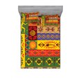 thumbnail image 1 of African Fitted Sheet & Pillow Sham Set, Abstract West Folk Art Forms Unique Lines Print, Decorative Printed 3 Piece Bedding Decor Set, Full, Red, by Ambesonne, 1 of 2