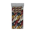 thumbnail image 1 of African Fitted Sheet & Pillow Sham Set, Diagonal Abstract Leaves with Circles Chevrons Lines Traditional Cultural Heritage, Decorative Printed 4 Piece Bedding Decor Set, Twin, Multicolor, by Ambesonne, 1 of 3