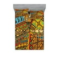 thumbnail image 1 of African Fitted Sheet & Pillow Sham Set, Grunge Collage Motifs Traditional Art Ornate Geometric, Decorative Printed 6 Piece Bedding Decor Set, King, Multicolor, by Ambesonne, 1 of 3