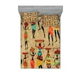 thumbnail image 1 of African Fitted Sheet & Pillow Sham Set, Woman Silhouettes with Traditional Clothes Carrying Bowls on Head, Decorative Printed 6 Piece Bedding Decor Set, Calking, Ecru Multicolor, by Ambesonne, 1 of 3