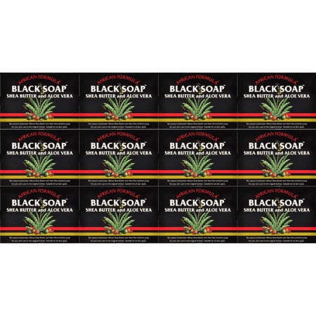 African Formula Black Soap with Shea Butter and Aloe Vera 100g / 3.5oz (Pack of 12)