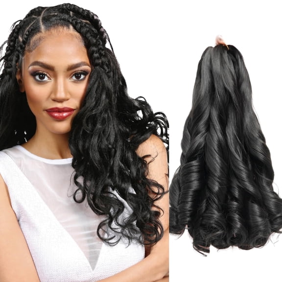 African French Curly Braiding hair 12Pcs TZ #(T1BBG) Black Bouncy Braiding Easy to Install BOHO Braiding Hair Extensions Natural Look & Soft Feel
