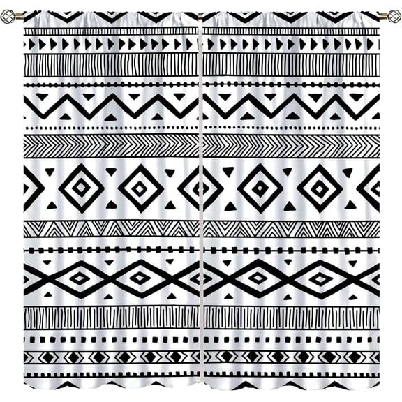 African Geometric Curtains, Bohemian Style Tribal Ethnic Abstract Pattern, Blackout Curtains for Bedroom Living Room 53"W x 84"L (Pack of 2)