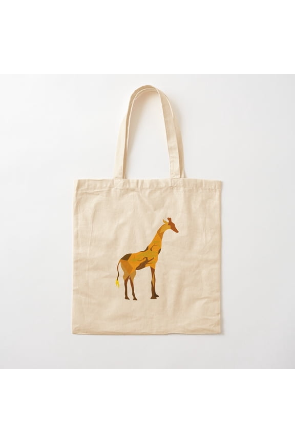 African Giraffe Canvas Tote Bags, Reusable Shopping Bag