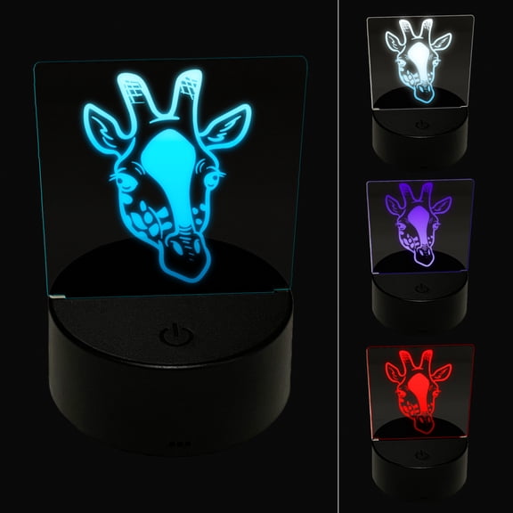 African Giraffe Head LED Night Light Sign 3D Illusion Desk Nightstand Lamp