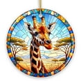 thumbnail image 1 of African Giraffe Stained Glass Style Ceramic Ornament, Safari Animals Christmas Gift and Decor, 1 of 6