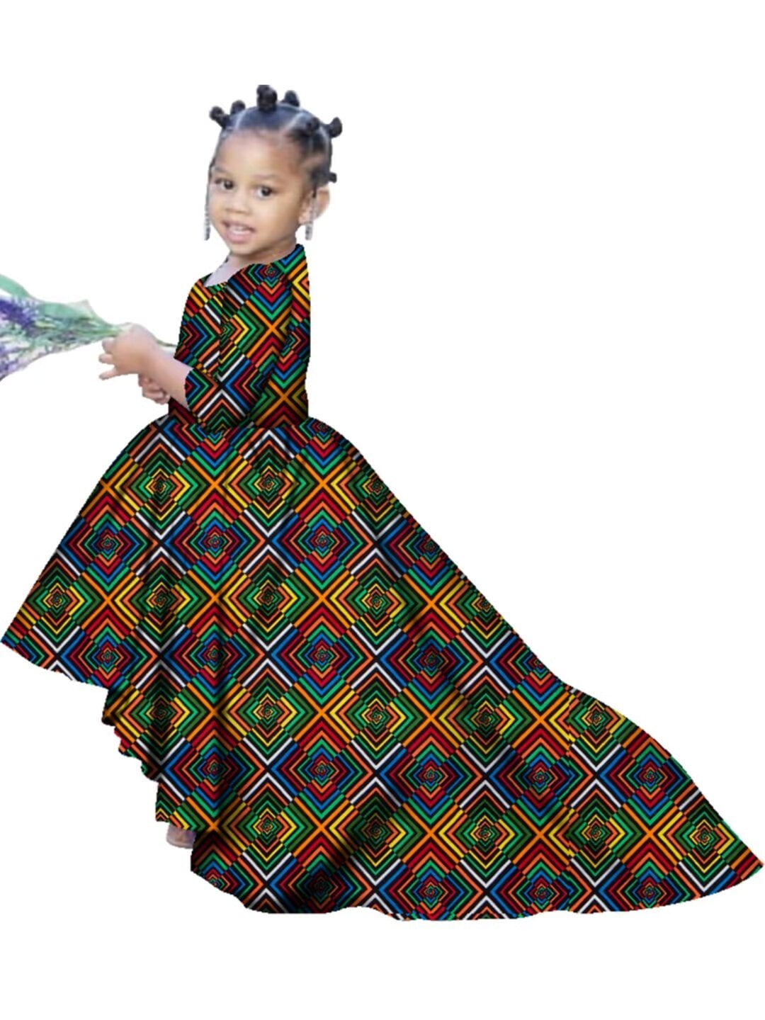 African Girl Dresses Ankara Print Dashiki Long Party Children's Dresses  Clothes