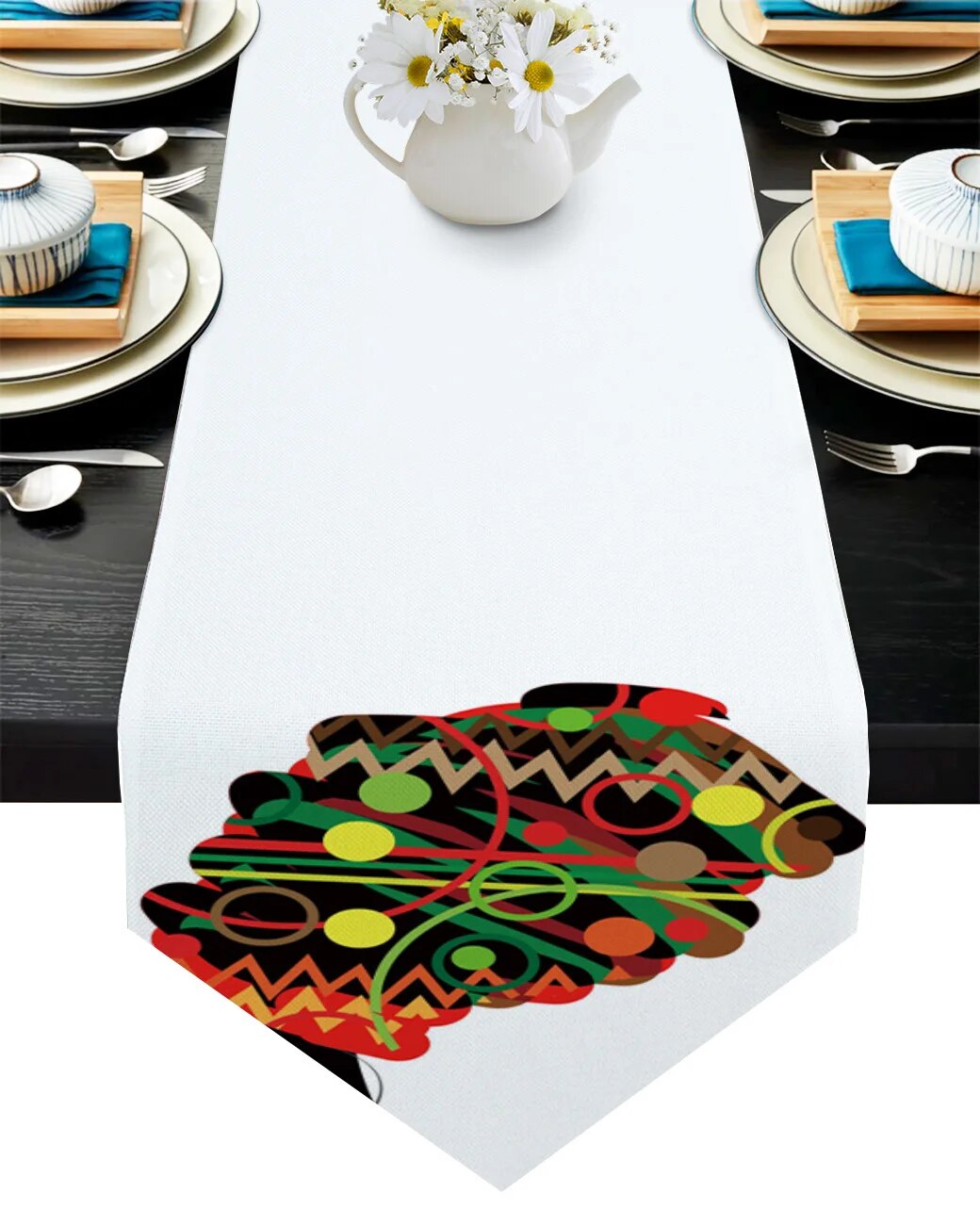 African Girl Ethnic Table Runners Modern Dining Buffet Kitchen Table
