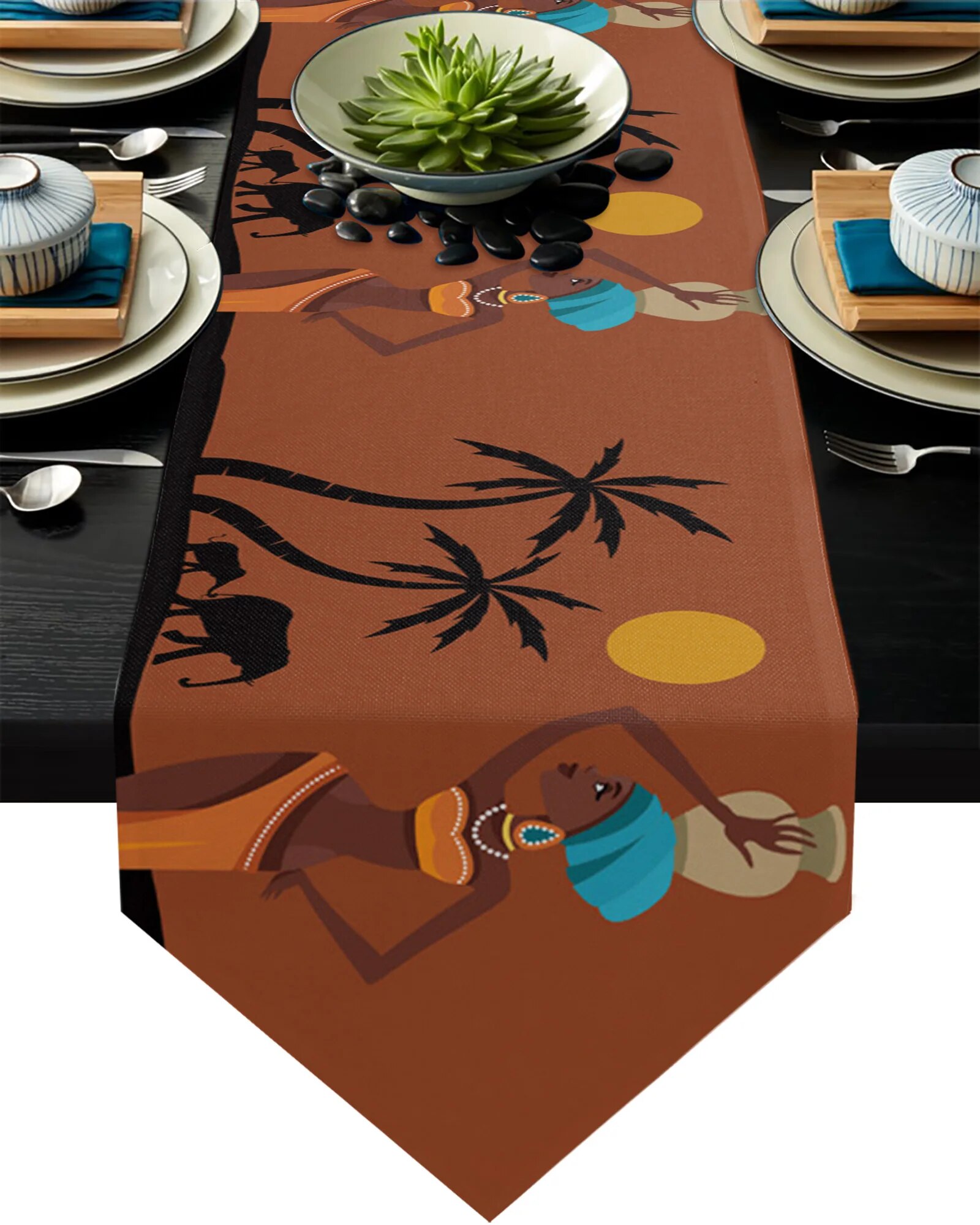 African Girl Ethnic Table Runners Modern Dining Buffet Kitchen Table