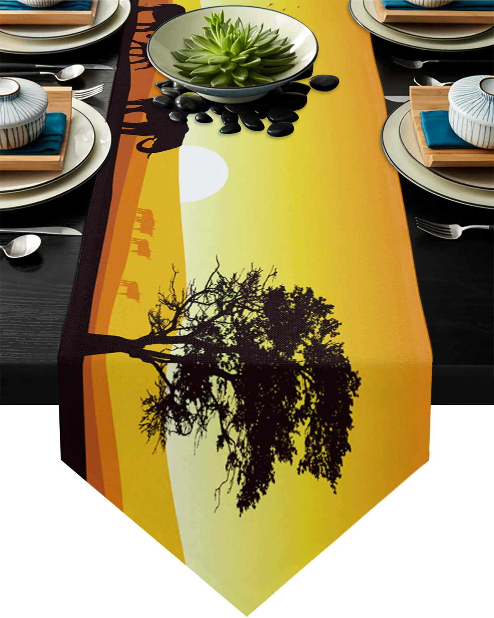African Girl Ethnic Table Runners Modern Dining Buffet Kitchen Table