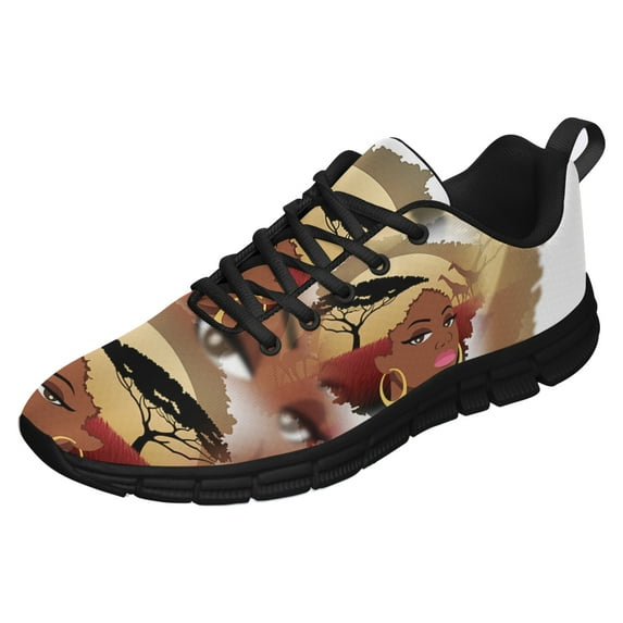 African Girl Landscape Shoes for Men Women Running Shoes Lightweight Walking Sneakers Mesh Athletic Sport Shoes Black Size 3.5