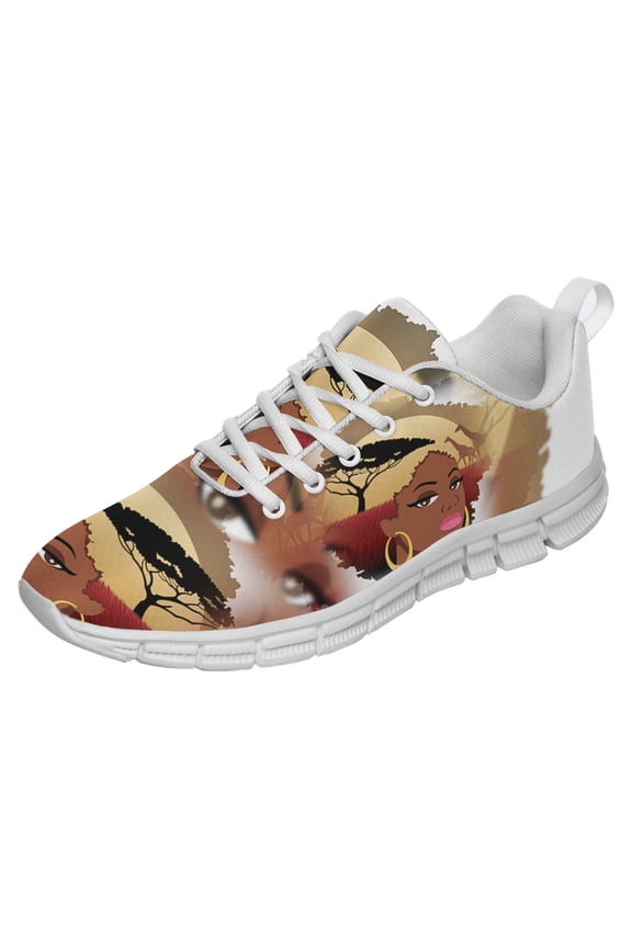 African Girl Landscape Shoes for Men Women Running Shoes Lightweight Walking Sneakers Mesh Athletic Sport Shoes White Size 12