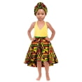 thumbnail image 1 of African Girl's Clothes Long Ankala Print Skirt with Headscarf Children Clothing, 1 of 2
