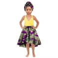 thumbnail image 1 of African Girl's Clothes Long Ankala Print Skirt with Headscarf Children Clothing, 1 of 2