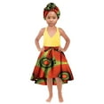 thumbnail image 1 of African Girl's Clothes Long Ankala Print Skirt with Headscarf Children Clothing, 1 of 2