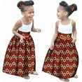 thumbnail image 1 of African Girl's Wax Print Skirts with Head Band Bohemian Ankara High Waist Long Skirt for Kids Girl Kente Clothes, 1 of 2