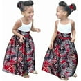 thumbnail image 1 of African Girl's Wax Print Skirts with Head Band Bohemian Ankara High Waist Long Skirt for Kids Girl Kente Clothes, 1 of 2
