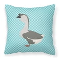 thumbnail image 1 of African Goose Blue Check Fabric Decorative Pillow, 1 of 2