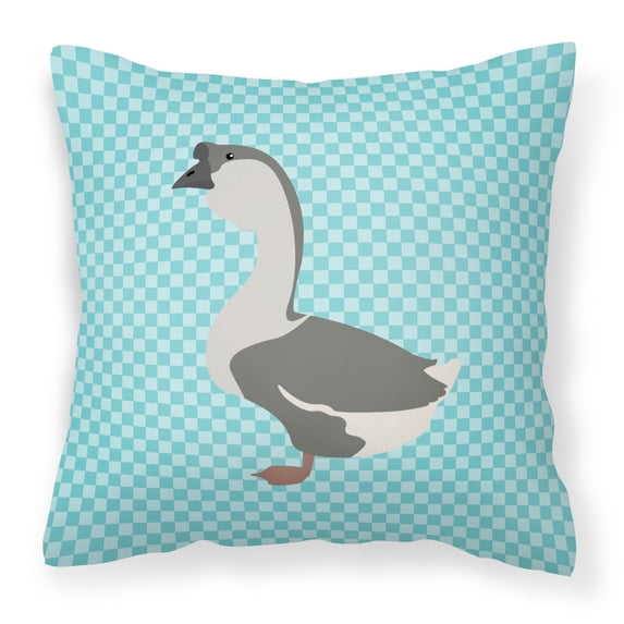 African Goose Blue Check Fabric Decorative Pillow