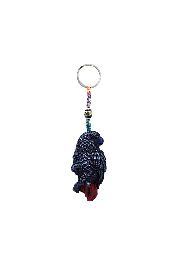 African Gray Parrot Bird Animal 3D Figurine Keychain Multicolored Macram Metal Ring - Handmade Gifts Boho Car Keys Bag Accessories