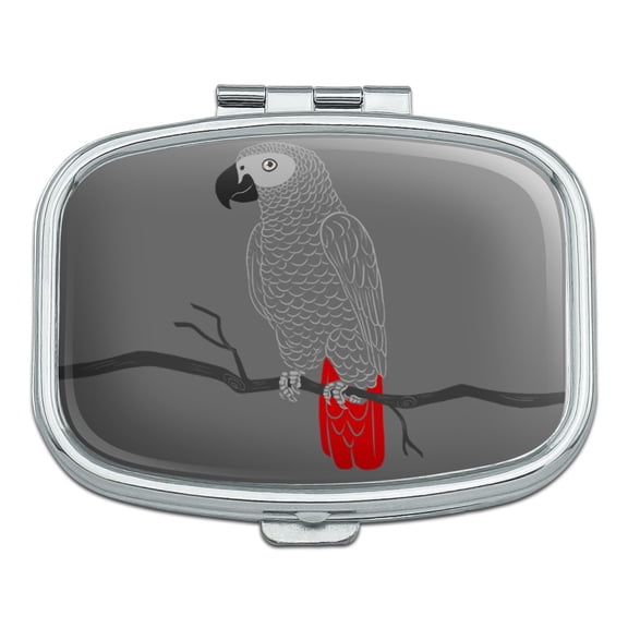 African Grey Parrot Bird Pet Rectangle Pill Case Trinket Gift Box