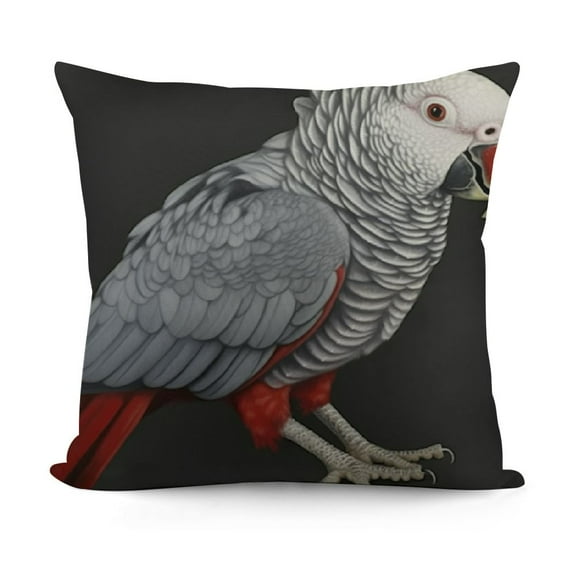 African Grey Parrot Bird Throw Pillow