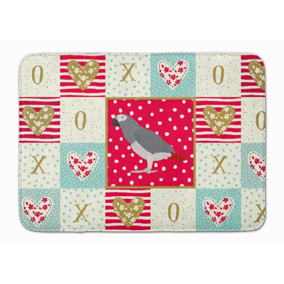 African Grey Parrot Love Machine Washable Memory Foam Mat Red