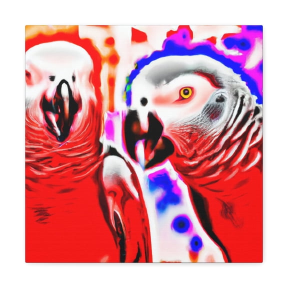 "African Greys Ablaze" - Canvas