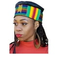 thumbnail image 1 of African Hand Woven Kente Kufi Hat with Faux Leather, 1 of 2
