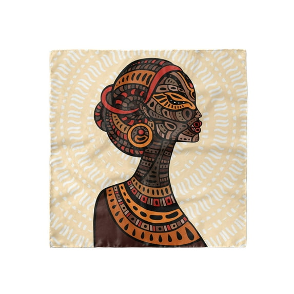 African Head Scarf, Portrait Folk Art, Head Wrap, 3 Sizes, by Ambesonne