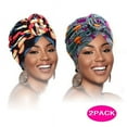 thumbnail image 1 of African Head wrap Headbands for Women Turbans Hair Wraps Headband Pre-Tied Pattern Bonnet Turban Knot Beanie Cover Head wrap Hat 2 PCS, 1 of 6