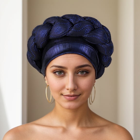 African Headwrap Gold Braided Turbans for Women