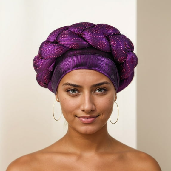 African Headwrap Gold Braided Turbans for Women