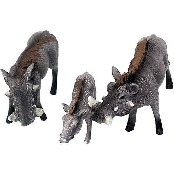 African Jungle Animals Toy Warthogs Figure Realistic Plastic Figurine Playset Lot 3-Piece
