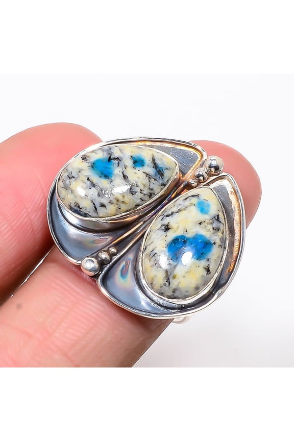 African K2 Azurite Oxidize Gemstone 925 Sterling Silver Ring s.8 T13, Azurite Ring, Christmas Gift, New Year Sale, Gemstone Silver Jewelry