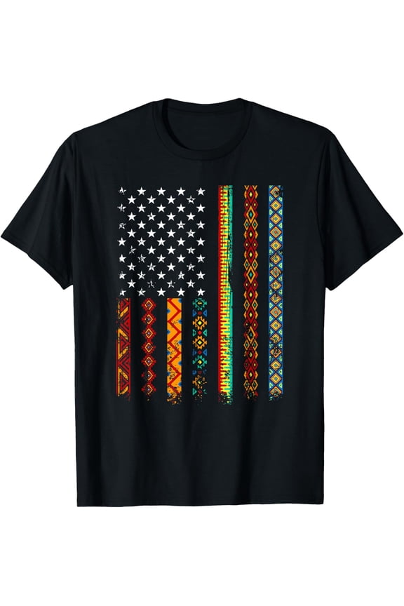African Kente Cloth Shirts American Flag T-ShirtMen and women, Black T-shirt, size: Extra large