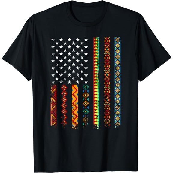 African Kente Cloth Shirts American Flag T-Shirt