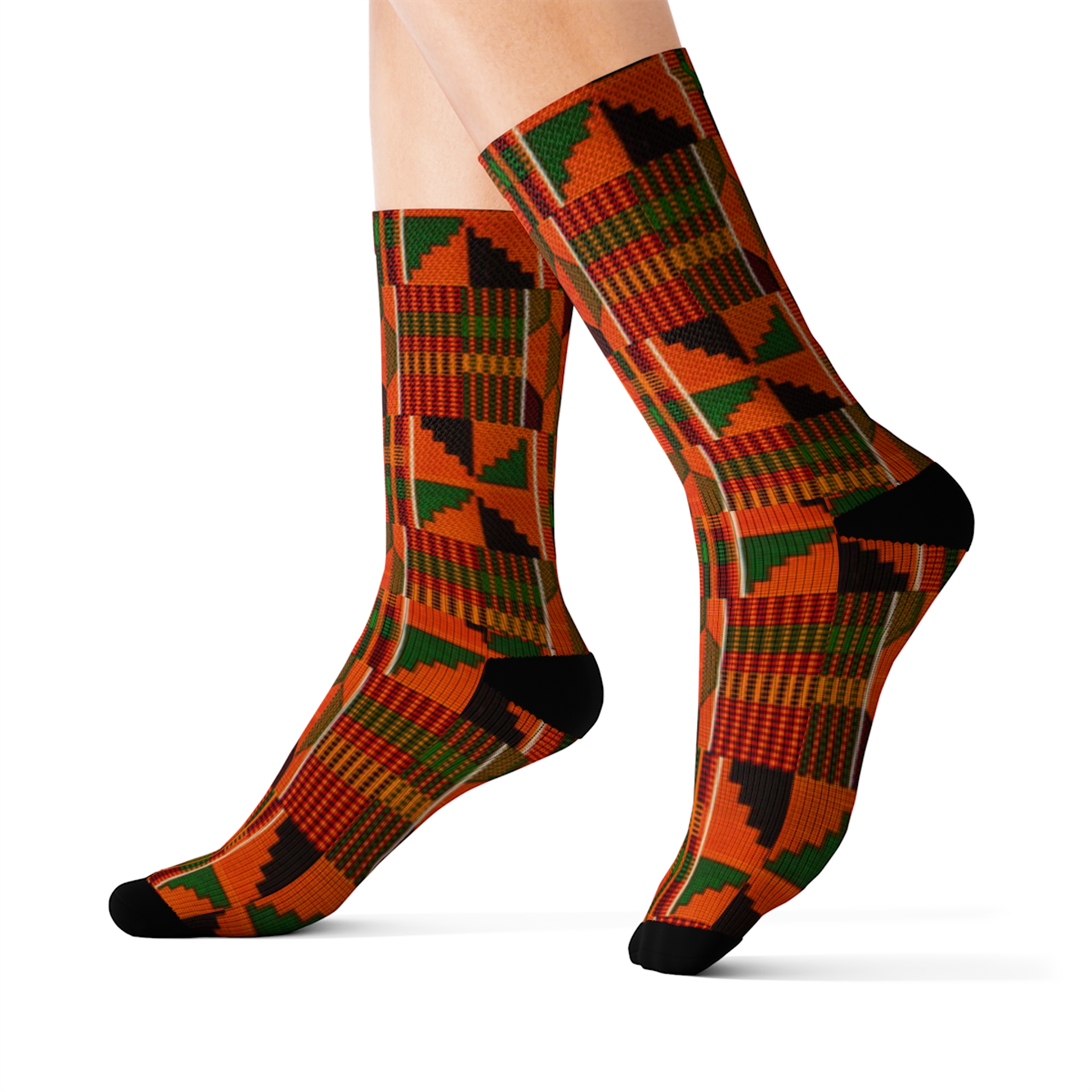 African Kente Print Sublimation Socks