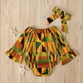 thumbnail image 1 of African Kids 2 Pieces Outfit Set Printed Baby Toddler Clothes Sleeve Girls 02Y Bodysuits With Hairband Band Romper Long Girls Bodysuits,Yellow,70, 1 of 5