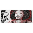 thumbnail image 1 of African Kitchen Mat, American Girl Singing Saxophone Player Popular Sound Design, Plush Decorative Kitchen Mat with Non Slip Backing, 47" X 19", Black Pale Grey, by Ambesonne, 1 of 1