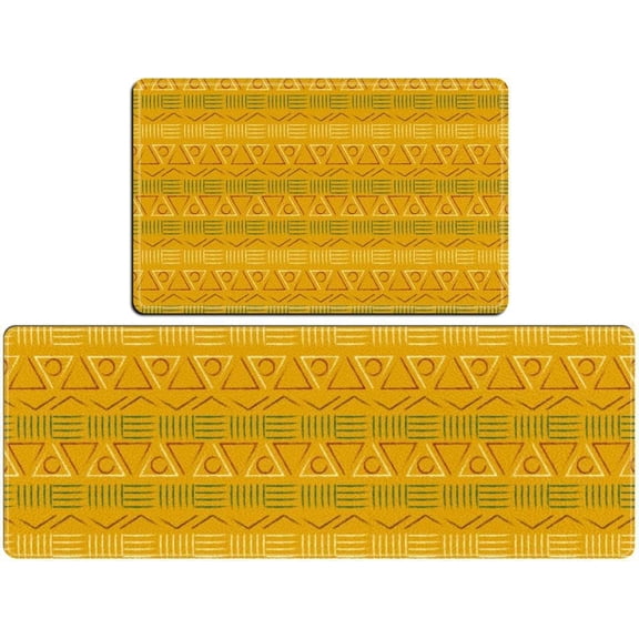 African Kitchen Rugs Sets of 2 Non Slip Washable Kitchen Mats for Floor 2 Piece Kitchen Sink Rug Runner Long Bathroom Rug Sets 2 Piece