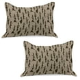 thumbnail image 1 of African Knitted Quilt Pillowcover Set of 2, Woman of Color Carrying Water Vases Oriental Culture Silhouette Pattern, Standard Queen Pillow Sham Bedroom, 30" x 20", Beige Tan Dark Brown, by Ambesonne, 1 of 1