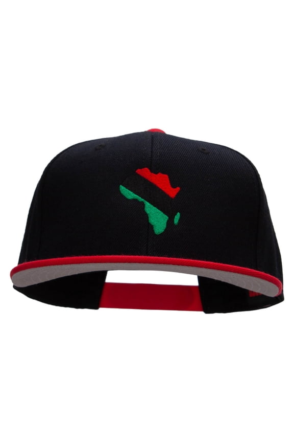 African Kwanzaa Embroidered Two Tone Flat Bill Snapback - Red Black OSFM