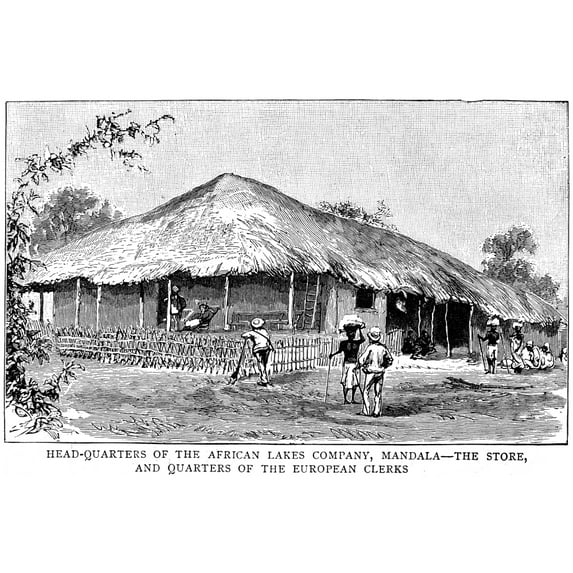 African Lakes Company. Nheadquarters Of The British African Lakes Company. Line Engraving 1888. Print by