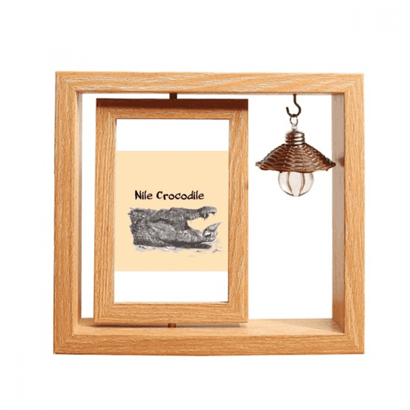 African Large Fish Alligator Wooden Rotating Picture Photo Frame 4x6