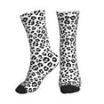 African Leopard black white print Womens Cute Crew Socks Casual