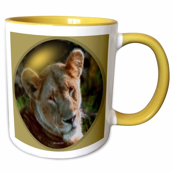 3drose, African Lion, 11oz Two-tone Yellow Mug